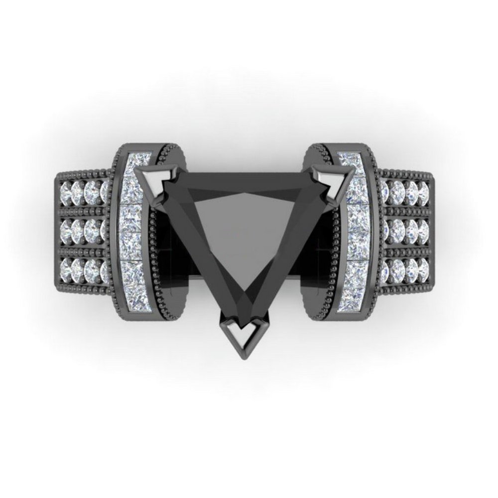 14kt Black Gold Filled Trillion Cut Black Sapphire